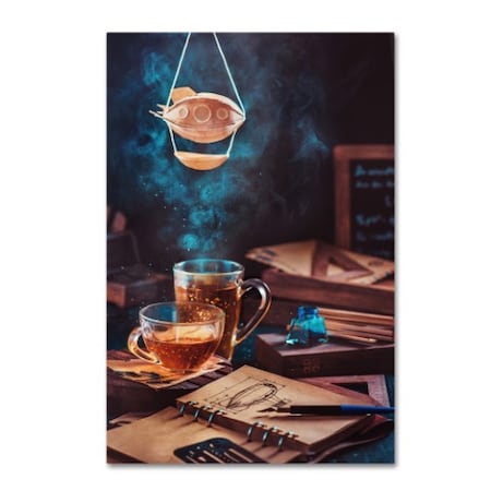Dina Belenko 'Steampunk Tea With A Blimp' Canvas Art,12x19